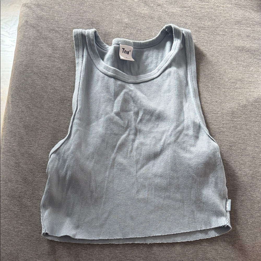 TNA Light Blue Ribbed Cropped Tank